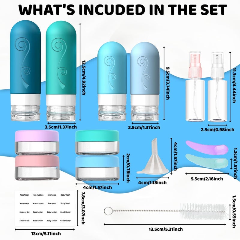 vodvob 16 Pack Travel Bottles Set for Toiletries, TSA Approved Travel Containers Leak Proof Silicone Squeezable Travel Accessories 2oz 3oz for Shampoo Conditioner Lotion Body Wash (BPA Free) (blue) - Image 3
